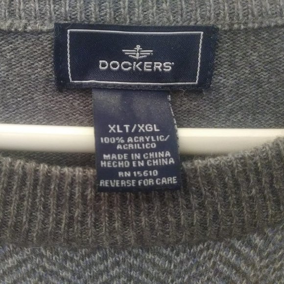 DOCKERS 100% Acrylic Henley Sweater. XLT. Crewneck. Like New Never Worn - Picture 2 of 2
